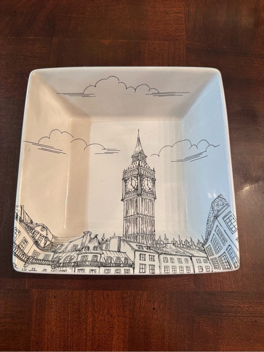 222 Fifth City Scenes London Skyline Big Ben Square White Soup Serving Bowl